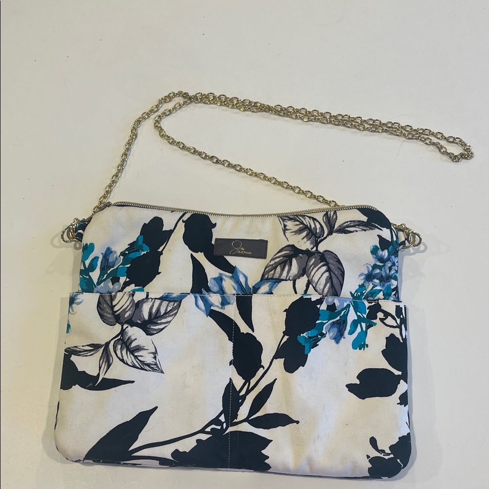 Jaanuu Black and Blue Floral Crossbody Bag